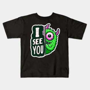 Peekaboo I SEE YOU Monster Kids T-Shirt